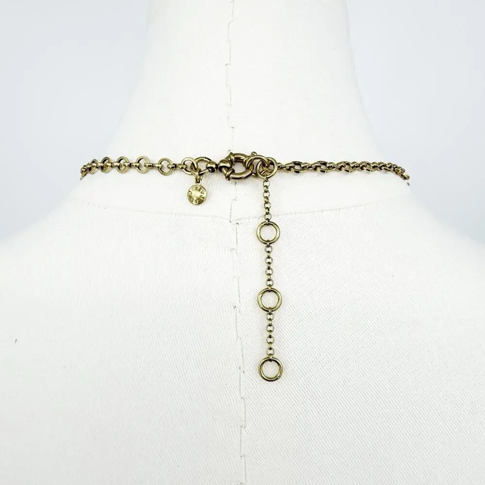J. Crew Gold Tassel Necklace Beaded Pendant Long‎ Chain Boho Statement Coastal